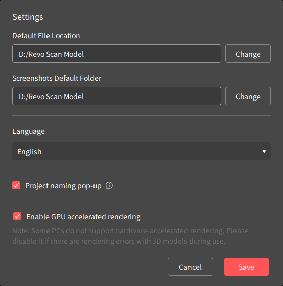 Settings Interface