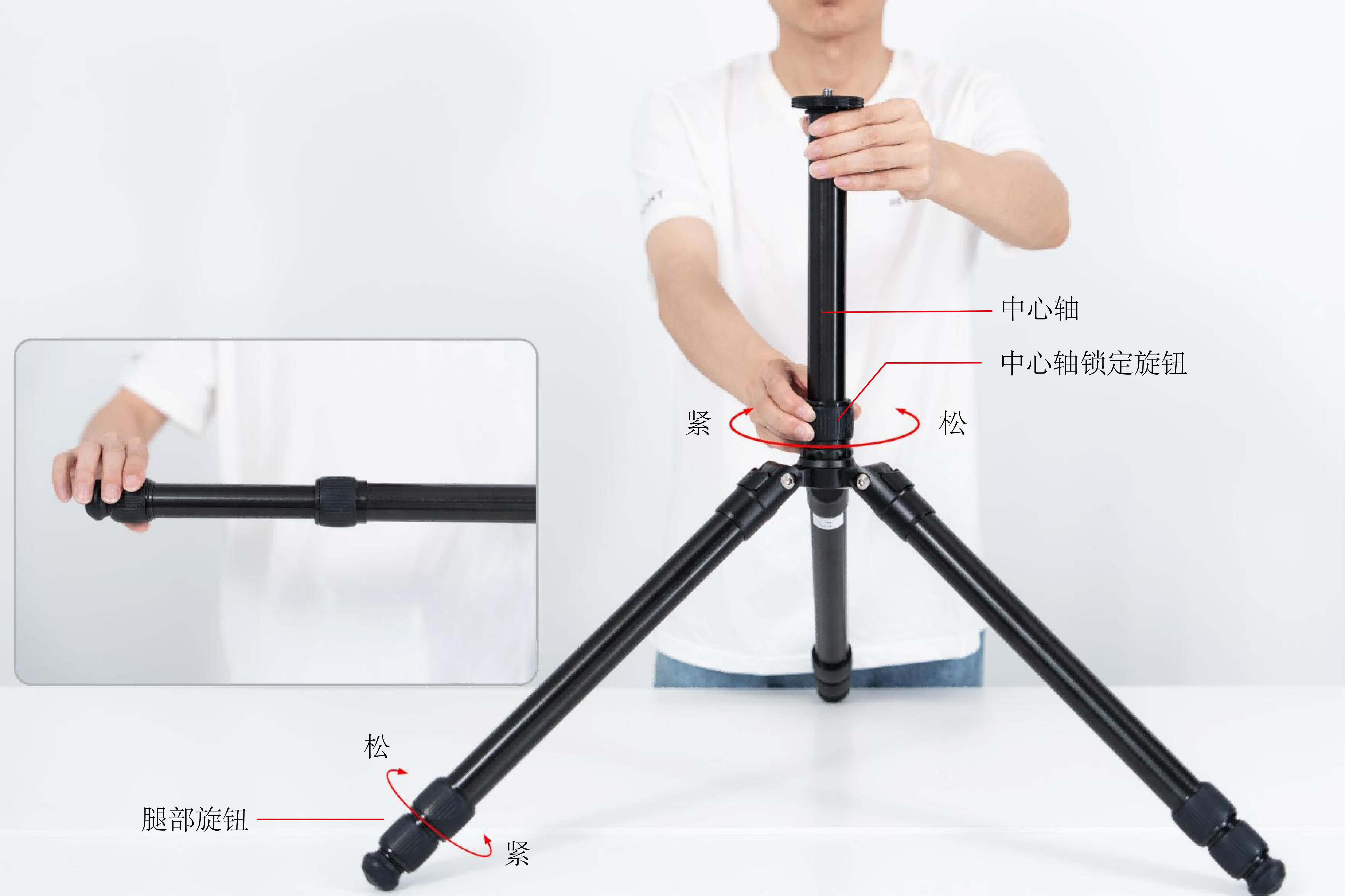 三脚架高度调整示意图